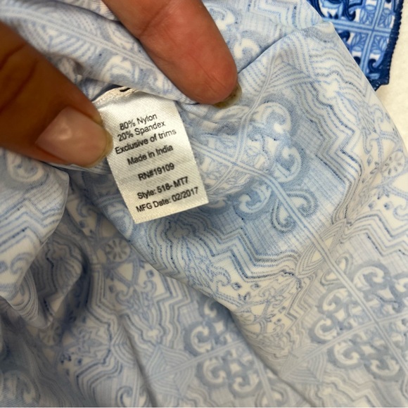 Cabana Life Women's Size Medium Blue Print Moroccan Tile Swim Cover Up - Picture 7 of 8